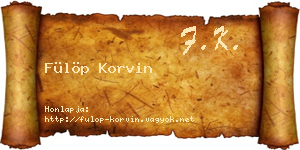 Fülöp Korvin névjegykártya